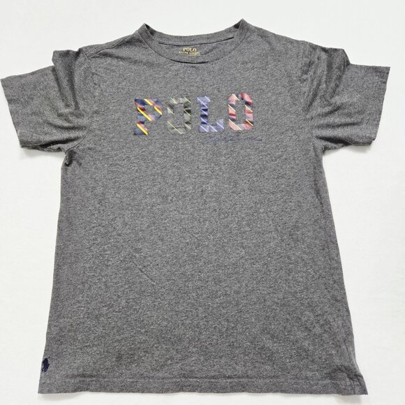 Polo‎ Ralph Lauren T-Shirt Kids Short Sleeve Heathered Gray Large (14-16) Crew - Picture 1 of 13